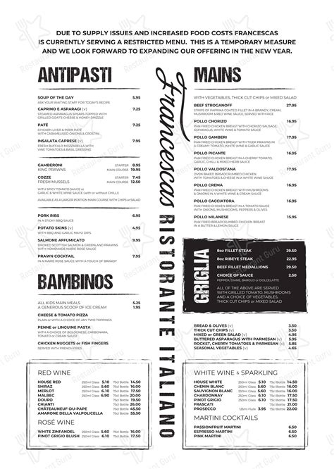 francesca's menu barrow